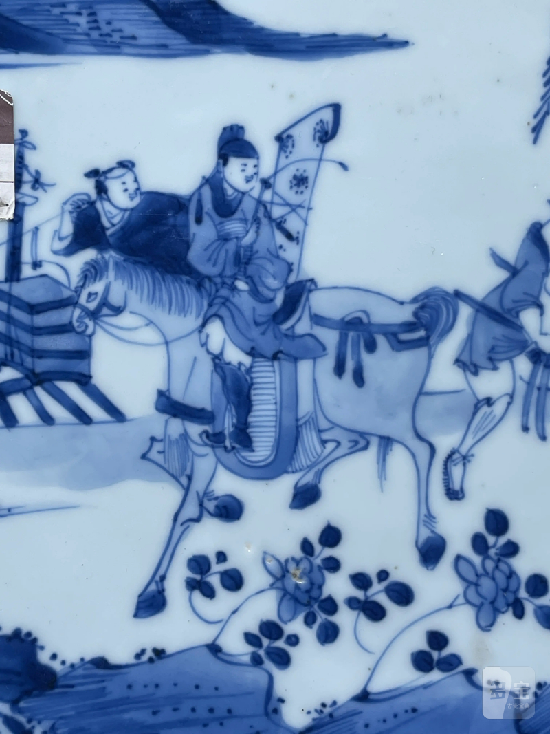 清康熙 青花西厢记纹大盘 - 图3